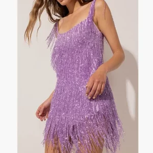 Y2K Sparkly Sequin Tassel Flapper Dress - Backless Party Clubwear