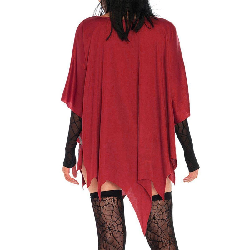 Y2K Spider Web Print Cape Women Asymmetrical Hem Poncho Gothic Clubwear