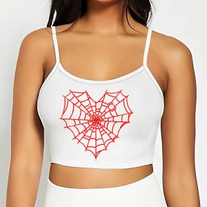 Y2K Spider Web Print Harajuku Aesthetic Graphic Crop Cami Top