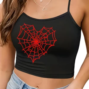 Y2K Spider Web Print Harajuku Aesthetic Graphic Crop Cami Top