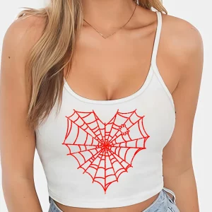 Y2K Spider Web Print Harajuku Aesthetic Graphic Crop Cami Top