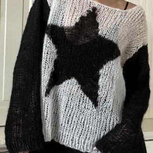 Y2K Star Pattern Loose Fluffy Sweater - Long Sleeve Knitwear