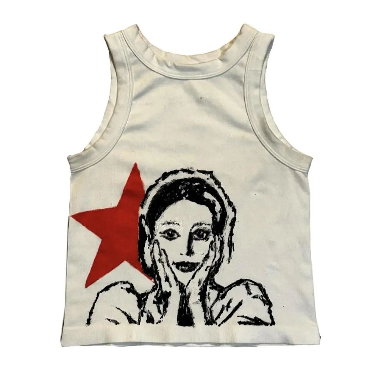 Y2K Star Portrait Sleeveless Tank Top - Retro Fashion Statement