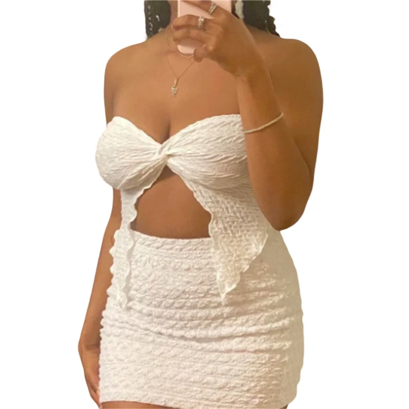 Y2K Strapless Crop Top: Twist Knot Off Shoulder Ruched Bandeau - Summer Fairy Grunge Style