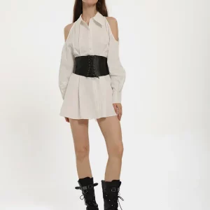 Y2K Strapless High Street Long Sleeve Shirt Mini Dress