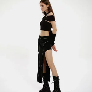 Y2K Street Punk Rock Babes Asymmetrical Short Slim Sexy Top