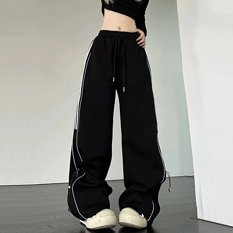 Y2K Streetwear Cargo Pants - High Waist Baggy Parachute Sweatpants