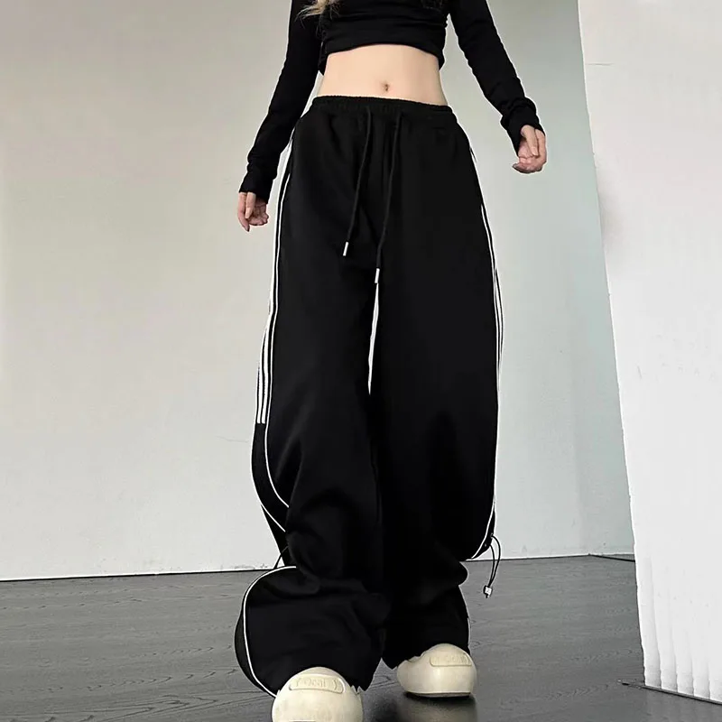 Y2K Streetwear Cargo Pants - High Waist Baggy Parachute Sweatpants