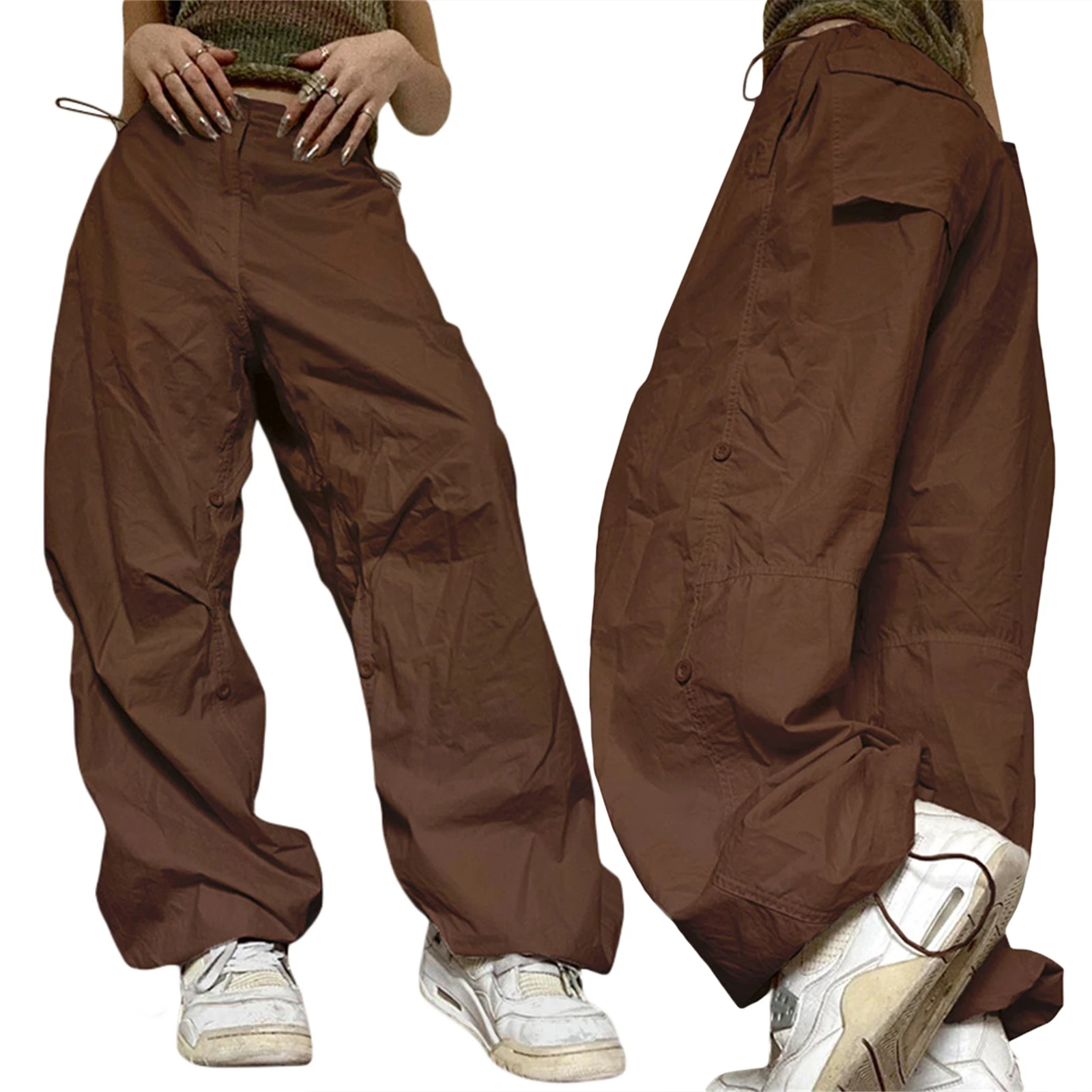 Y2K Streetwear Cargo Pants - White Baggy Wide Leg Sweatpants