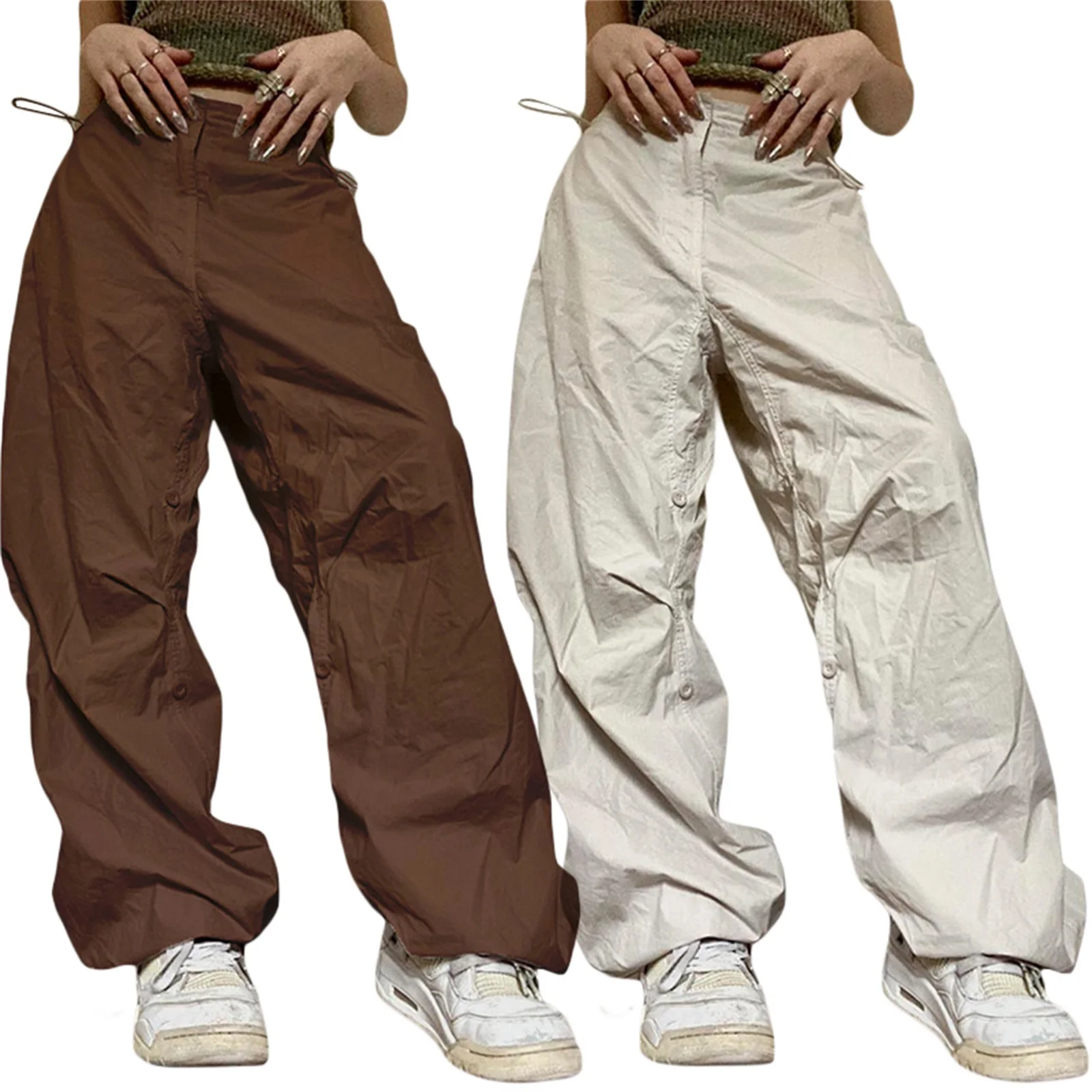 Y2K Streetwear Cargo Pants - White Baggy Wide Leg Sweatpants