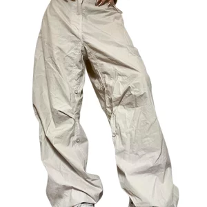 Y2K Streetwear Cargo Pants - White Baggy Wide Leg Sweatpants