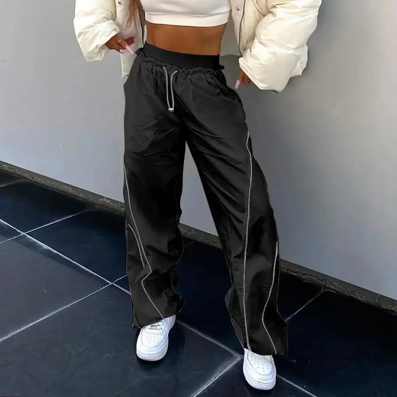 Y2K Streetwear Cargo Pants: Elastic Low Waist Wide Leg Capris