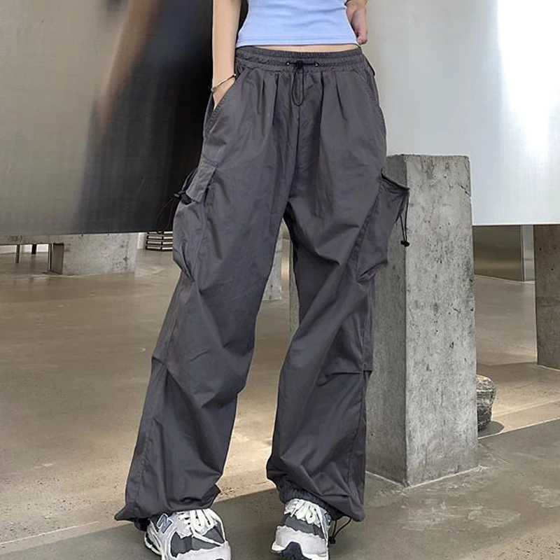 Y2K Streetwear Cargo Pants: Wide Leg Hip Hop Style for Women