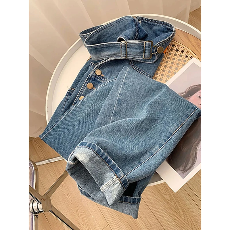 Y2K Streetwear Denim Jumpsuit Vintage Loose Wide Leg Overalls