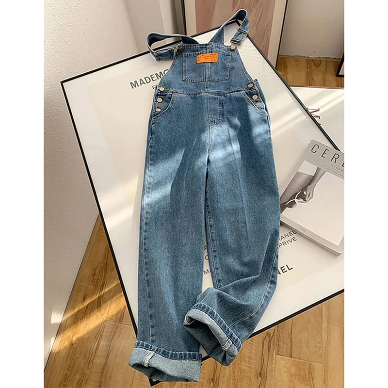 Y2K Streetwear Denim Jumpsuit Vintage Loose Wide Leg Overalls