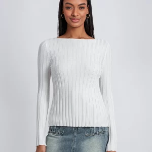 Y2K Streetwear Knitted Ribbed Sweater - Solid Slim Fit Long Sleeve Pullover Top