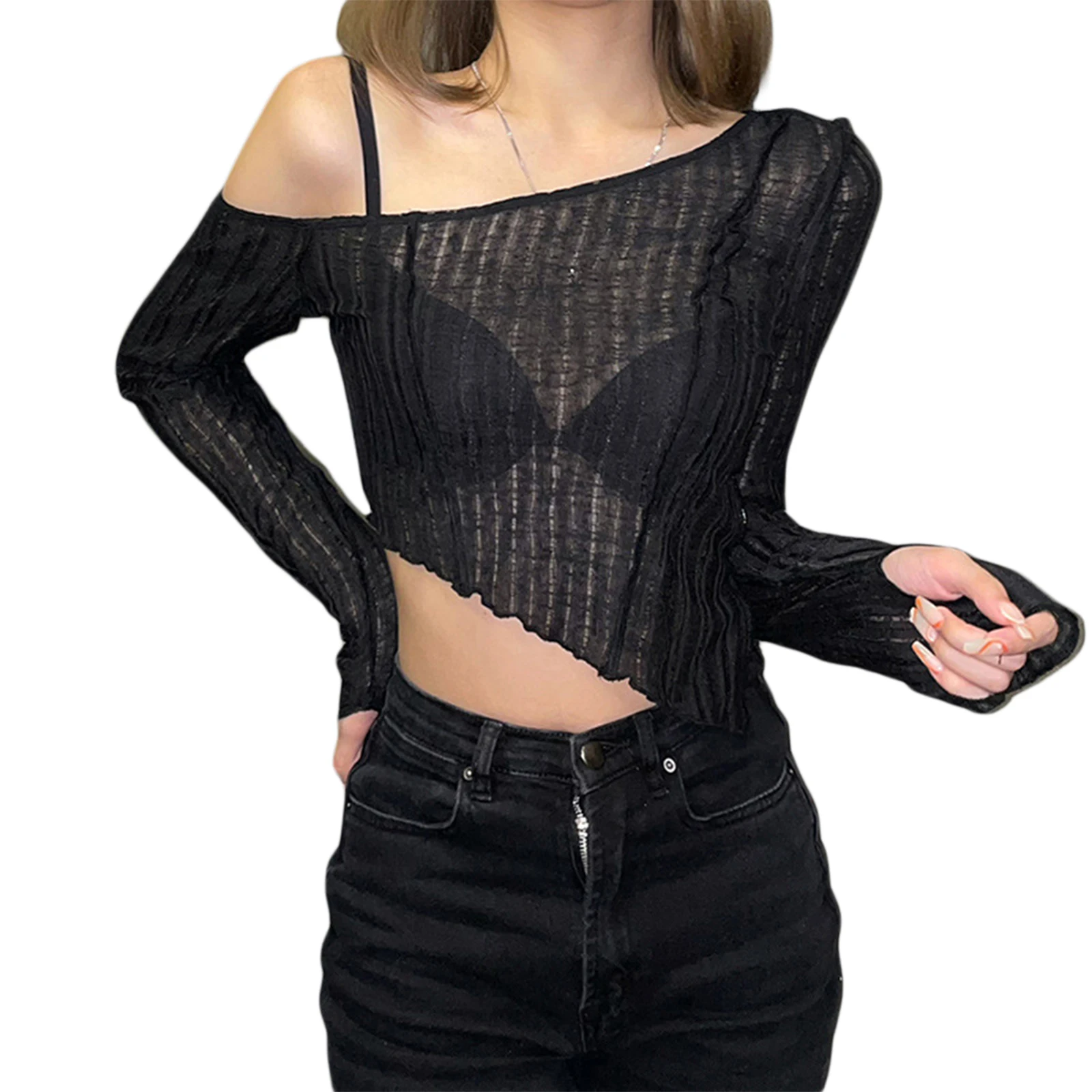 Y2K Streetwear Tube Top: Solid Color Long Sleeve Crop Top