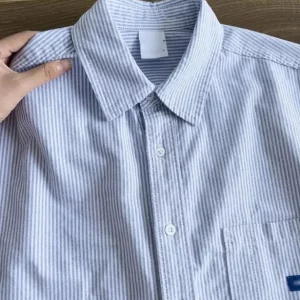 Y2K Striped Button-Up Shirt - Japanese Streetwear Embroidered Top