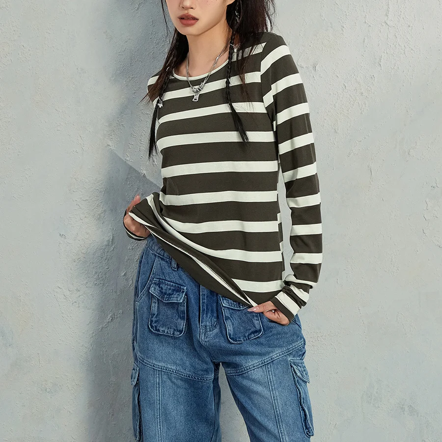 Y2k Striped Long Sleeve Shirt: Casual Grunge Club Streetwear Top