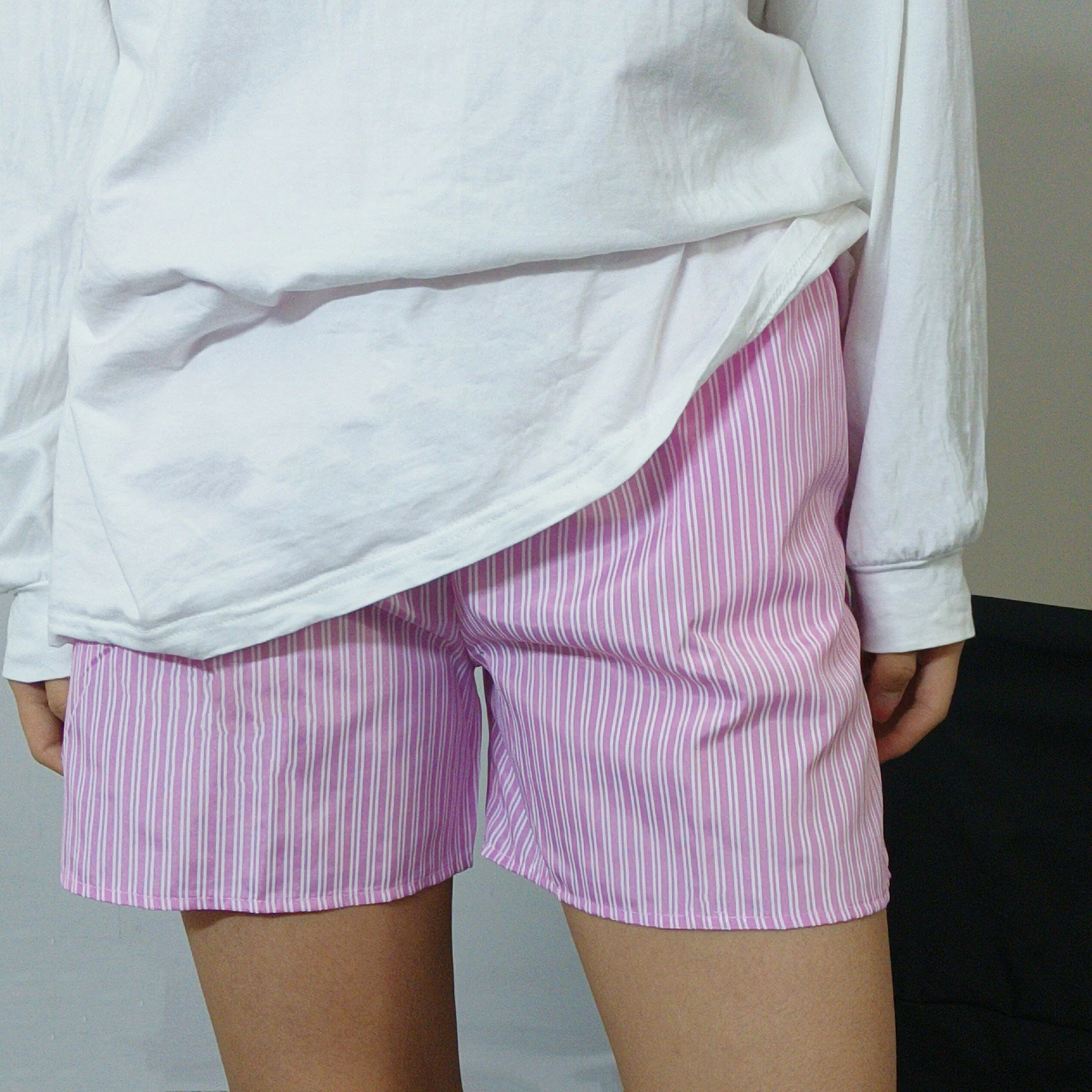 Y2K Striped Print Cleanfit Pajama Shorts - Soft & Comfy Stretch Lounge Pants