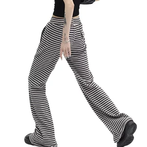 Y2k Striped Print Drawstring Pants - Vintage Low Rise Knitted Lounge Bottoms