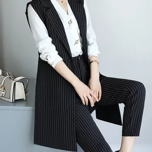 Y2K Striped Suit Two-Piece Set: Professional Spring Autumn Outfit