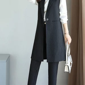 Y2K Striped Suit Two-Piece Set: Professional Spring Autumn Outfit