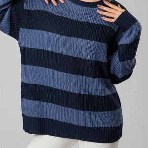 Y2K Striped Sweater: Oversized Long Sleeve Pullover - 90s Harajuku Preppy E-G