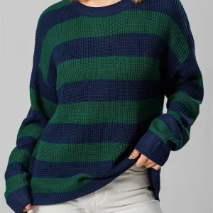 Y2K Striped Sweater: Oversized Long Sleeve Pullover - 90s Harajuku Preppy E-G