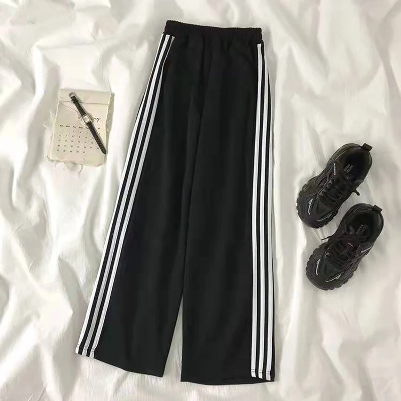 Y2K Striped Sweatpants: Korean Oversize Casual Wide Leg Pant