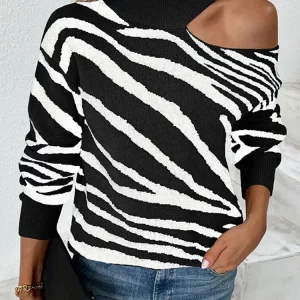 Y2K Striped Turtleneck Sweater - Casual Knitted Jumper