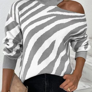 Y2K Striped Turtleneck Sweater - Casual Knitted Jumper