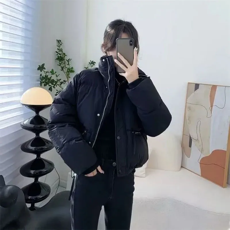 Y2K Style Black Puffy Parka - Korean Streetwear Chic Coat