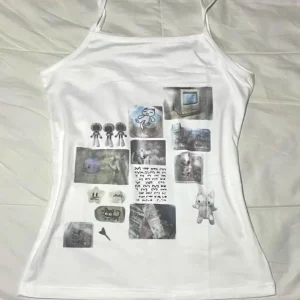 Y2k Style Gothic Sleeveless Tank Top - Vintage Aesthetic Letter Print Emo Girl 2000s Grunge Street