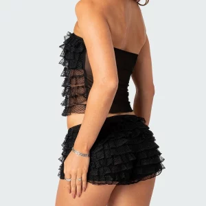 Y2K Style Jacquard Corset Tube Top and Ruched Shorts Set - Sexy Women's Party Clubwear