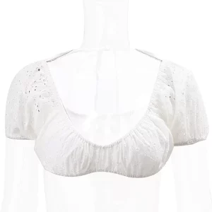 Y2K Style White Puff Sleeve Cropped Top - Backless Sexy Tee for Women