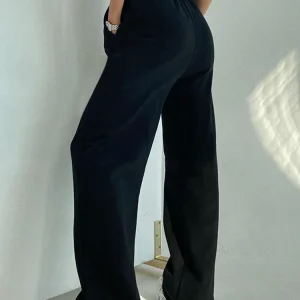 Y2K Style Wide Leg Jogging Pants with Pockets - High Waist Sporty Trousers