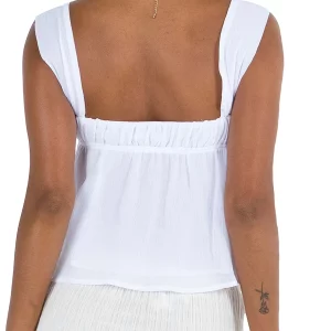 Y2K Summer Beach Tank Top with Ruched Bust and Tie-Up Detail