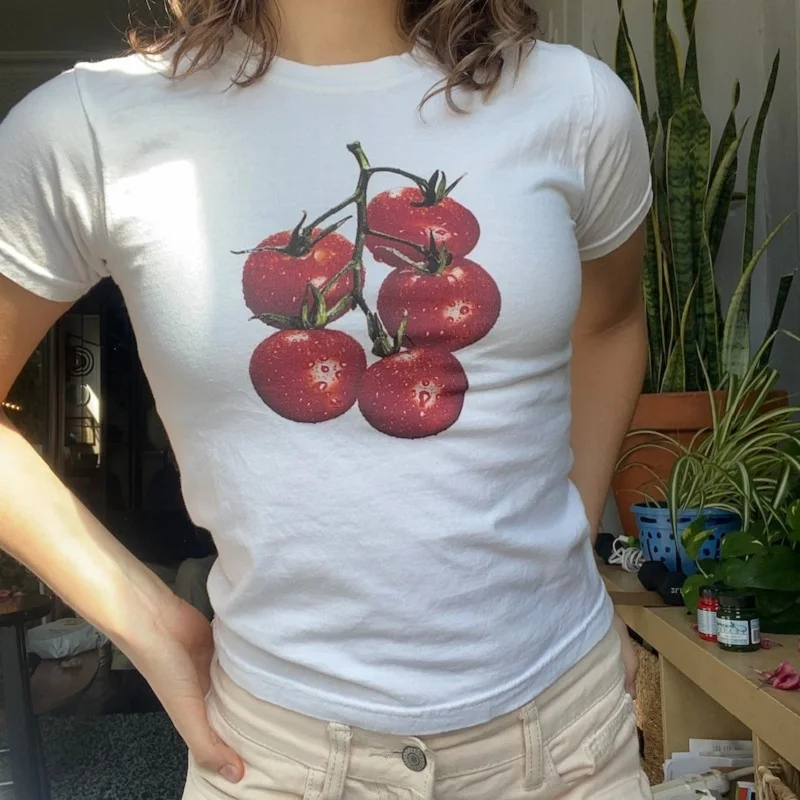 Y2K Summer Corset T-Shirt: Sexy Tight Fit Tomato Top