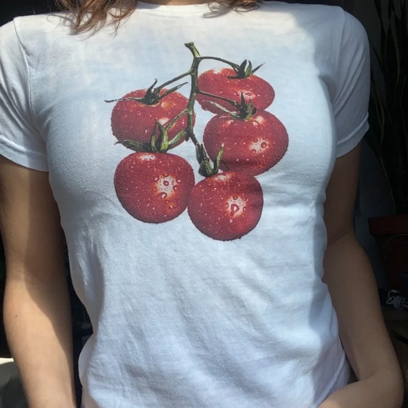 Y2K Summer Corset Tee: Sexy Tomato Tight Fit