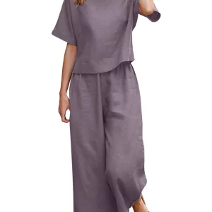 Y2K Summer Cotton Linen Suit: Shirt & Loose Pants Set - Casual & Elegant Women's 2-Piece