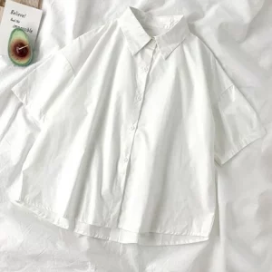 Y2K Summer Fashion: Black Tie White Shirt for Women