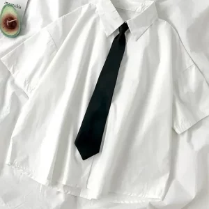 Y2K Summer Fashion: Black Tie White Shirt for Women