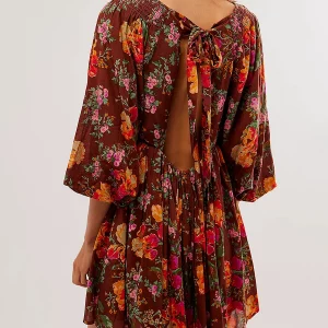 Y2K Summer Fashion Floral Print V-Neck Bohemian Mini Dress