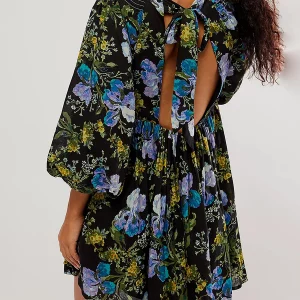 Y2K Summer Fashion Floral Print V-Neck Bohemian Mini Dress