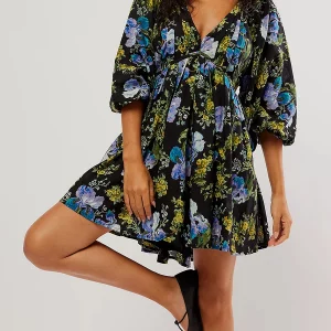 Y2K Summer Fashion Floral Print V-Neck Bohemian Mini Dress