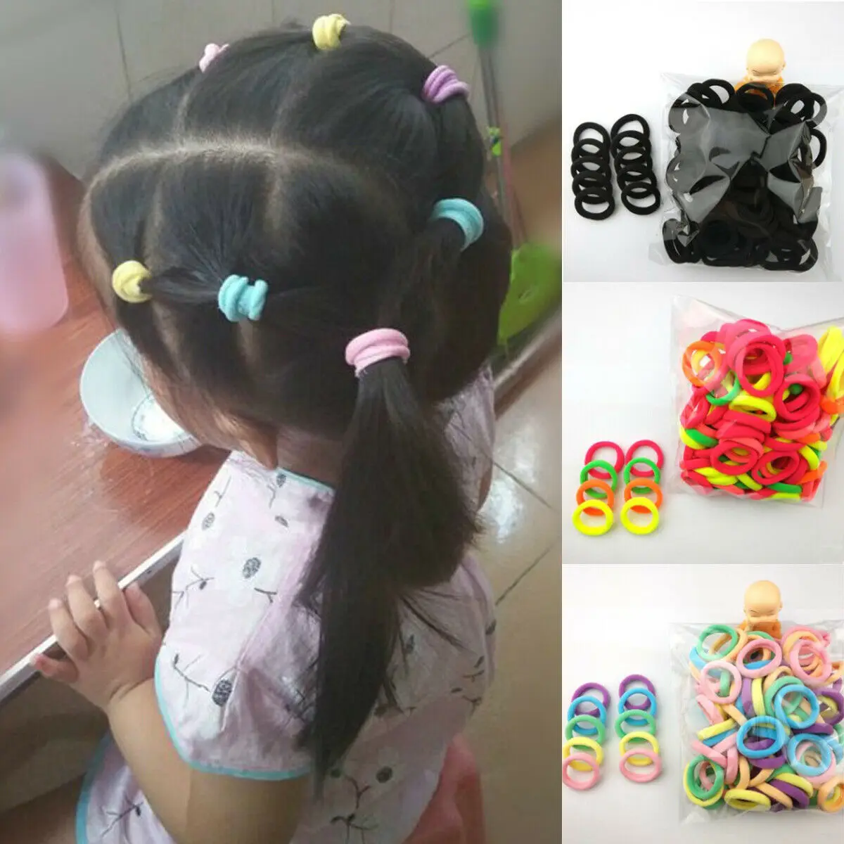 Y2K Summer Fashion Hair Ties Set - 50PCS Elastic Hair Bands for Girls