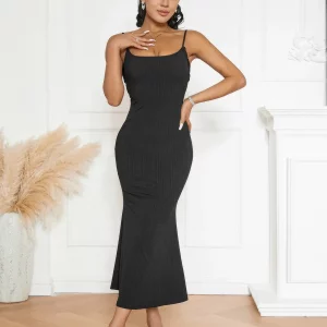 Y2K Summer Fashion Spaghetti Strap Dress with Back Bow Detail