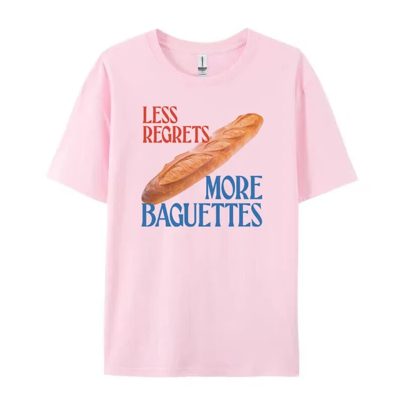 Y2K Summer Fashion Tee: Less Regrets More Baguettes - Cute Foodie T-Shirt