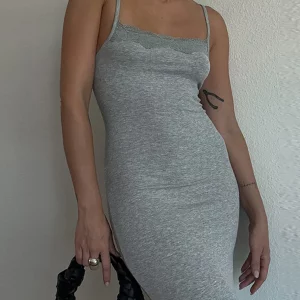 Y2K Summer Gray Maxi Dress - Spaghetti Strap Bodycon Vestido